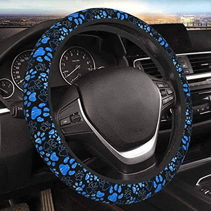 Dog Paw Print Steering Wheel Cover Anti-Slip,Sweat Absorption Universal 15 inch Steering Wheel Covers Cute car Accessories for Men Women - color: 6