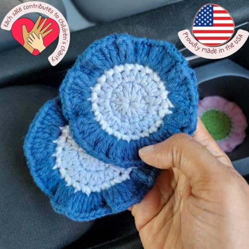 Cotton Crotchet Ruffled Flower Coaster Set (Coastal Breeze) - color: Coastal Breeze