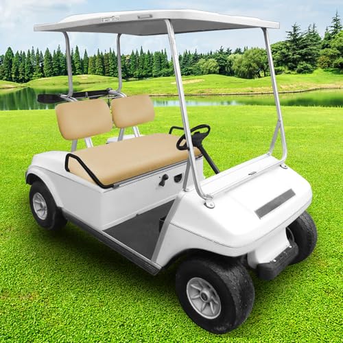 Golf Cart Seat Covers Set for Yamaha G22 G19 G16 G14 G11 G9 G8 G2, Club Car DS Pre-2000 OEM Ordinary Front Seats, Durable Breathable Seat Covers Washable Polyester Mesh Cloth Without Logo, Beige