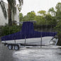 Marine Grade Waterproof Center Console Boat Cover with T Top Roof, Tear Resistant Trailerable Storage Covers, All-Weather Protection T-Top Boat Cover 24-26 ft, Beam Width Up to 112", Navy - color: Navy, size: 24'-26' Long (Beam Width up to 112")