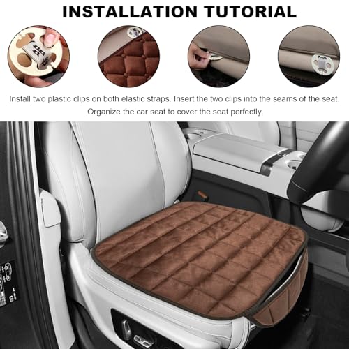 DXNQ Car Seat Cushion, Soft Plush Auto Seat Cover with Non-Slip Silicone Bottom & Storage Pocket, Universal Breathable Vehicle Seat Cushion Pad for Car Truck SUV, Car Accessories (Coffee) - color: Coffee