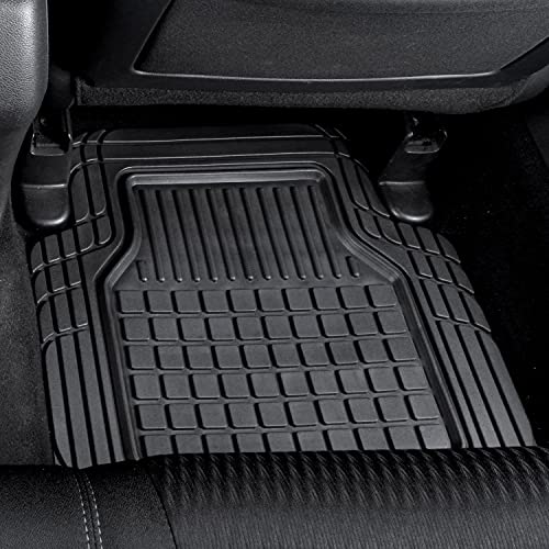 BDK 4-Piece FlexGrid Rubber Floor Mats for Cars Trucks SUVs Vans, Trim-to-Fit Heavy Duty Weatherproof Waterproof Square Grid Deep Dish Ridges Protection Front Rear