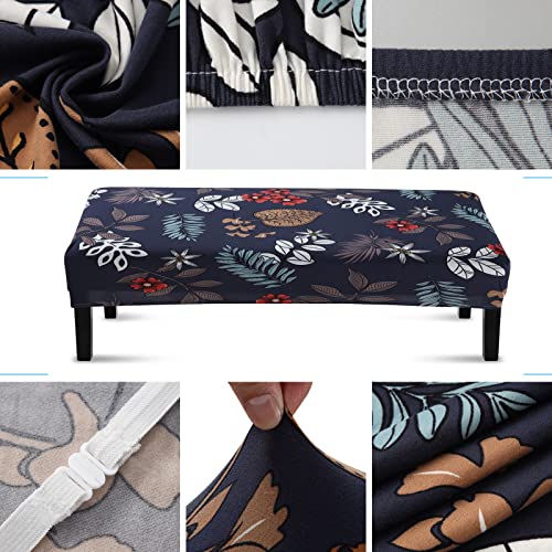 Fuloon Stretch Dining Bench Cover, Anti-Dust Removable Bench Slipcover Washable Seat Cushion Protector for Bedroom, Kitchen, Hotel, Banquet (Dark Blue) - color: Dark Blue