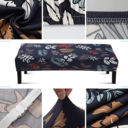 Fuloon Stretch Dining Bench Cover, Anti-Dust Removable Bench Slipcover Washable Seat Cushion Protector for Bedroom, Kitchen, Hotel, Banquet (Dark Blue) - color: Dark Blue