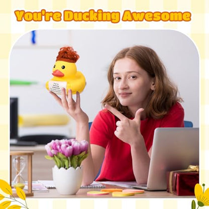 Civaner 7 Inch Emotional Giant Rubber Duck with Positive Message Thank You Gifts Motivational Rubber Duck Gift for Desk, Office, Home Decor Graduation(You're Ducking) - style: You're Ducking