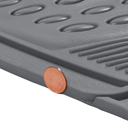BDK 3-Piece Gray Rubber Floor Mats (Front + Rear), Heavy Duty Universal Fit Liners for Cars SUVs Trucks Vans, All Weather Protection Anti-Slip Nibs, Flexible Contours Fits Most Vehicles