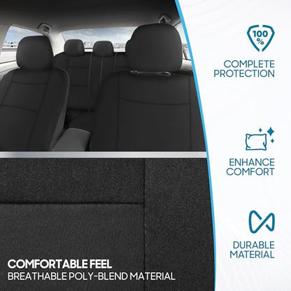 BDK PolyPro Car Seat Covers Full Set in Solid Black, Front and Rear Split Bench Seat Covers for Cars, Easy to Install Car Seats Cover Set and Accessories for Auto Trucks Van SUV - Solid Black - color: Solid Black
