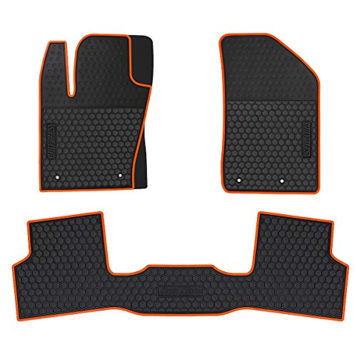 Car Floor Mats for Jeep Renegade 2015-2025 2026 Custom Fit Black Orange Rubber Car Floor Liners Set All Weather Protection Heavy Duty Odorless - color: Black Orange