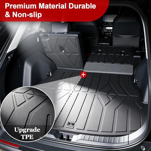 PWY Cargo Mat with Backrest Mat Replacement for Toyota RAV4 2019-2025 (Include Hybrid) All Weather TPE Trunk Cargo Liner with Seat Back Mat, Car Mat Accessories