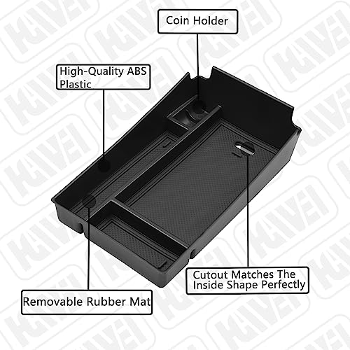 Center Console Organizer Tray Compatible with Honda HRV 2023 2024 2025 2026 2027 Accessories, Armrest Storage Box for HRV EX/EX-L/LX/SE/Sport/Touring,Black Trim
