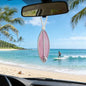 Surfboard Car Decor Charm Beach Rear View Mirror Accessories Stained Glass Car Accessories Ocean Decor Hanging Sun Catcher Surfer for Women Man (Pink)