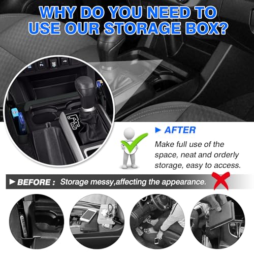 Autorder Gear Shift Organizer for 2016-2020 2021 2022 2023 Toyota Tacoma Accessories Center Console Organizer Gear Shift Organizer Insert Tray with Anti-Slip Mat - size: 2016-2023 Toyota Tacoma