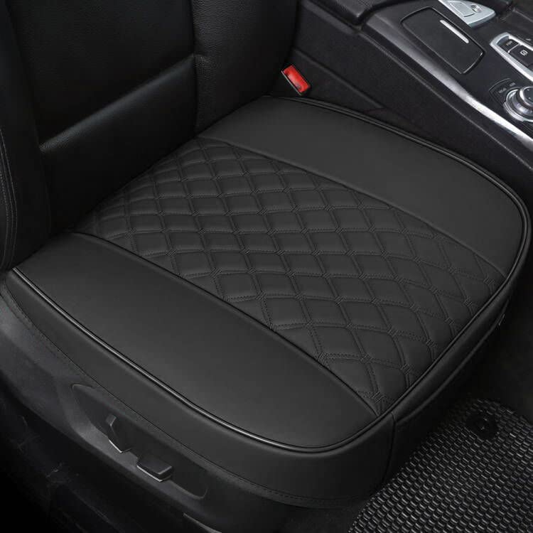 Black Panther 1 Pair PU Car Seat Covers, Front Seat Bottom Protectors Compatible with 95% Vehicles,Diamond Pattern Embroidery, Anti-Slip (W 21.26''×D 20.86”) - Black - color: Front Pair Black