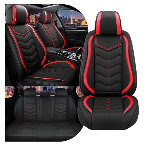 Car Seat Covers for Ford Fusion 2006-2020, Stylish Sport Seat Cover, Premium Nappa Leather Car Seat Cover. Automobile Seat Covers Sets.(Standard 5 Seats/Black Red) - color: Black Red, size: Standard 5 Seats