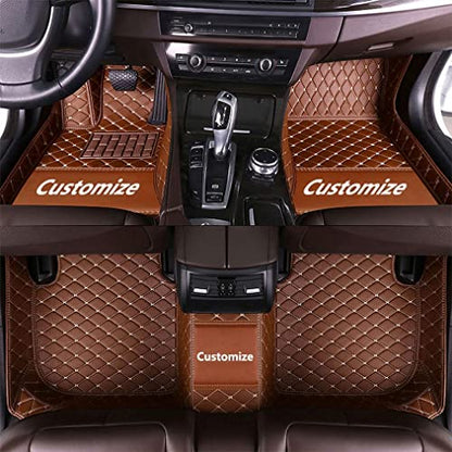 Custom Fit Car Floor Mats - Full Coverage Automotive Leather Floor Liners for Most Vehicles by MingyunSM (Brown) - color: brown