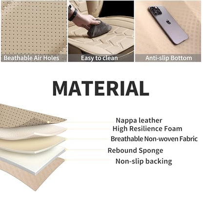 Leather Car Seat Covers Breathable Front Seat Protector Automotive seat Covers Universal Fit for Most Vehicles Cars Trucks SUVs Vans (Beige，2PCS) - color: BEIGE