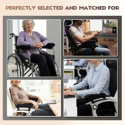 Office Chair Arm Pads, Ergonomic Memory Foam Wheelchair Cover, Arm Rest Pillow for Desk, Computer, Gaming and Elbows (Skin-Friendly Arm Rest Pillow)
