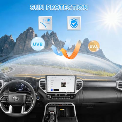 KUST Gray Dash Cover Compatible with Toyota Tundra 2022-2026 Dashboard Cover Accessories for Tundra Non-Slip Polyester Dashboard Mat Custom Fit Center Console Sunshield Protector No Glare - size: Tundra 22-26(Gray)