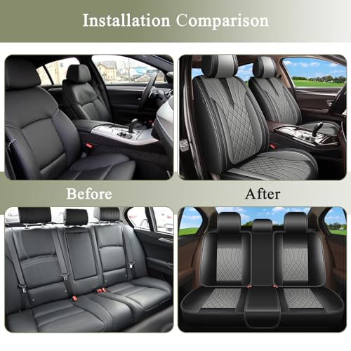 IKABEVEM Car Seat Covers Full Set for Honda CR-V CRV 2015-2025 2026-5 Seats- Breathable Cool Ice Silk Leather Seat Covers - Vehicle Seat Cushion (Black&Beige) - color: 099 Black&Grey, size: 27-CR-V-5 seat covers full set
