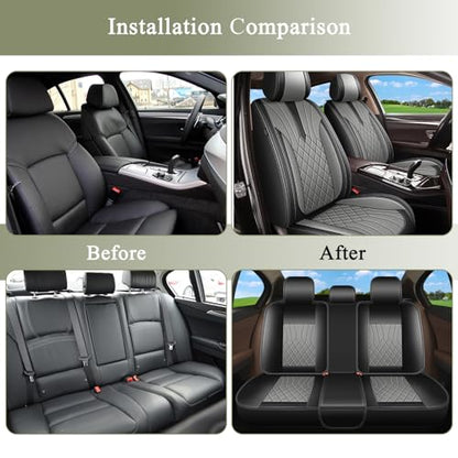 IKABEVEM Car Seat Covers Full Set for Honda CR-V CRV 2015-2025 2026-5 Seats- Breathable Cool Ice Silk Leather Seat Covers - Vehicle Seat Cushion (Black&Beige) - color: 099 Black&Grey, size: 27-CR-V-5 seat covers full set