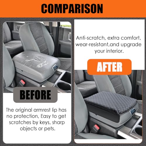Center Console Cover for Dodge Ram 1500 2500 3500 Bucket Seat - 2009 2010 2011 2012 2013 2014 2015 2016 2017 2018 Dodge Ram Middle Console Armrest Cover (Bucket Console Only) - size: 1) 09-18 |RAM 1500/2500/3500| Bucket Seat,Thick