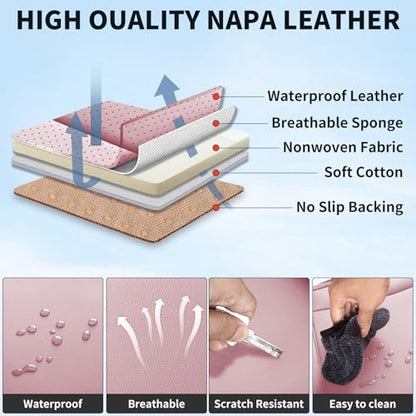 Car Seat Covers Full Set,5 Seat Leather Seat Covers for Cars,Pink Front Seats and Back Seat Cover,Waterproof Car Seat Cushion Protectors,Universal Fit for Most Cars SUV Trucks - color: Pink