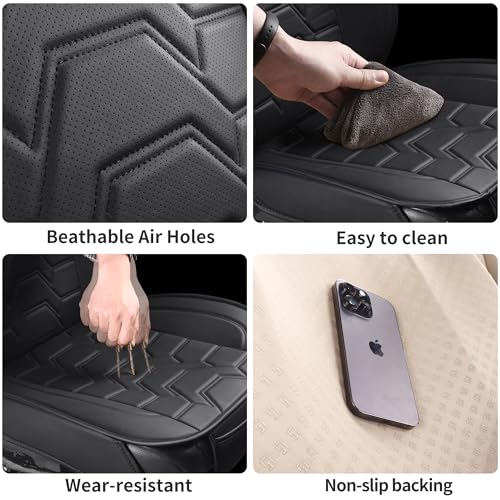 Leather car Seat Covers Breathable Car Seat Protector Front seat Covers Universal Fit for 95% Car Truck SUV Van Vehicles （Black，2PCS） - color: Black