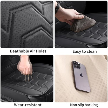 Leather car Seat Covers Breathable Car Seat Protector Front seat Covers Universal Fit for 95% Car Truck SUV Van Vehicles （Black，2PCS） - color: Black