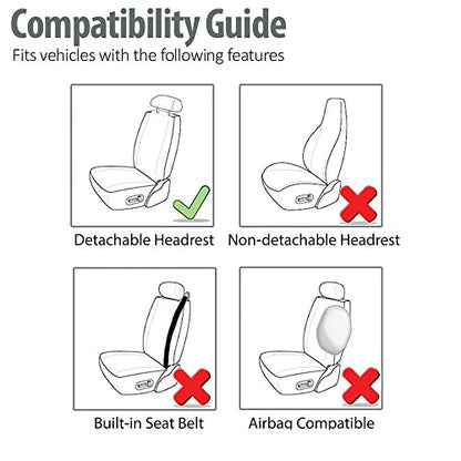FH Group Car Seat Covers for SUV, Sedan, Van Beige Front Set in Cloth - Low Back Car Seats Covers with Removable Headrest, Universal Fit, Automotive , Washable - color: Beige, style: Seat Cover Front Set