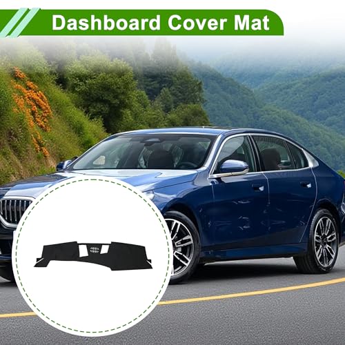Faux Leather Dashboard Cover for BMW 5 Series W/O HUD 2024 Dashboard Mat Anti-Slip Sun UV Heat Shield Protection Black 1 Pc - size: without HUD