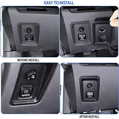 Car Electronic Handbrake Trim Cover Compatible with Chevrolet Corvette C8 2020-2025, ABS Dashboard Electronic Handbrake Switch Panel Cover Trims (Matte Black) - color: Matte Black