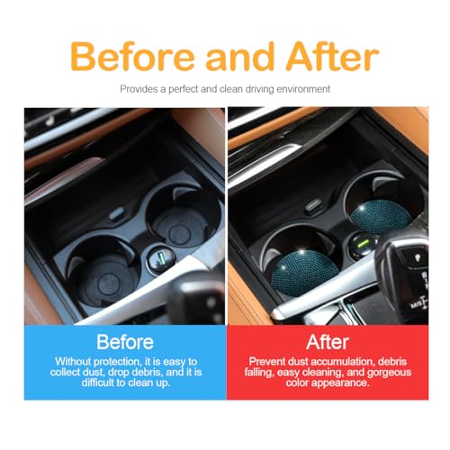 Bling Car Cup Holder Coaster, 2 Pack Crystal Rhinestone Anti-Slip Insert Coasters, Universal 2.75 Inch Fashion Automotive Cup Mat, Car Interior Accessories Decor Gifts for Women (Blue)