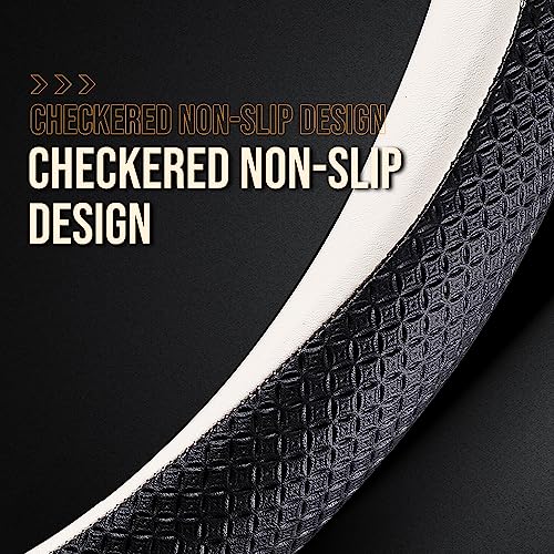 HAOTULE Nappa Leather Slim Stylish Steering Wheel Cover,for Toyota Steering Wheel Cover Interior Conversion (Black) - color: Black
