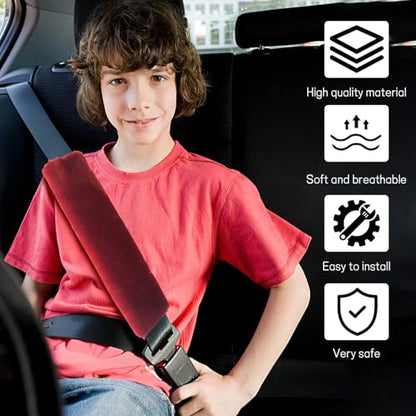 2 Pack Car Seatbelt Covers Shoulder Pad, Soft Faux Sheepskin Seat Belt Shoulder Cover for a Comfortable Driving, Seat Belt Shoulder Strap Covers Helps Protect Your Neck and Shoulder (Wine Red) - color: Wine Red