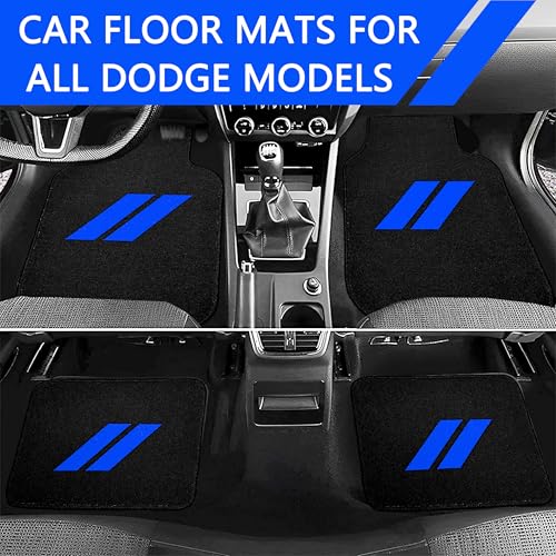 Dodge 4Pcs Car Floor Mats for Charger Durango Challenger Journey Non-Slip All Weather Waterproof Skin-Friendly Front & Rear Protector Liners Pad Polypropylene Material Blue Trim - color: Blue Trim