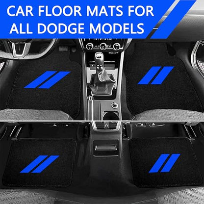 Dodge 4Pcs Car Floor Mats for Charger Durango Challenger Journey Non-Slip All Weather Waterproof Skin-Friendly Front & Rear Protector Liners Pad Polypropylene Material Blue Trim - color: Blue Trim
