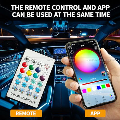 Ambient Lighting Car led Lights Interior, 43.3'' USB Powered Acrylic Neon Flexible Strip Model y Ambient Lighting kit with Remote APP,Dynamic RGB 2 in 1 Music Lights Sync for Inside car Decorations - size: 2 in 1( 43.3inch*2)