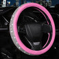 Bling Diamond Leather Steering Wheel Cover for Women Girls with Crystal Rhinestones, Universal Fit 14.5-15 Inch Car Steering Wheel Cover Accessories - color: Hot Pink
