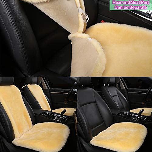 OGLAND 100% Natural Fur Sheepskin Universal car seat Covers for seat Cushion Accessories Automobiles (3 Pack Front, Teak) - color: Teak
