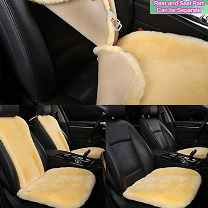 OGLAND 100% Natural Fur Sheepskin Universal car seat Covers for seat Cushion Accessories Automobiles (3 Pack Front, Teak) - color: Teak