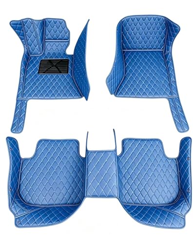 Custom Making Car Floor Mats Waterproof Anti-Slip Faux Leather Protection Floor. Auto Foot Pad Set Automobile Interior Carpet Accessories for SUV and Trucks (Blue) - color: Blue