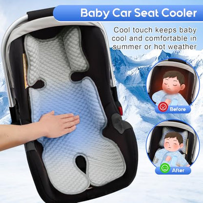 Car Seat Cooling Pad for Baby, Mink Dot Car Seat Cooler Mat for Girls Boys, Stroller Cooling Pad with 3D Breathable Mesh, Multifunctional Infant Carseat Cooling Insert Liner for Summer - color: Gray
