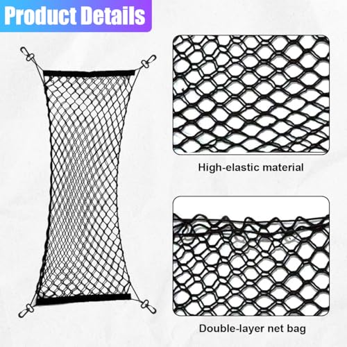 ZIMISI Car Cargo Net, Elastic Stretchable Car Trunk Cargo Storage Net with Hooks, Double-Layer Nylon Truck Organizer Mesh, Vehicle Interior Accessories for Most SUVs, Trucks (35.4x15.7 inch/90×40 cm) - size: 35.4x15.7 inch/90×40 cm