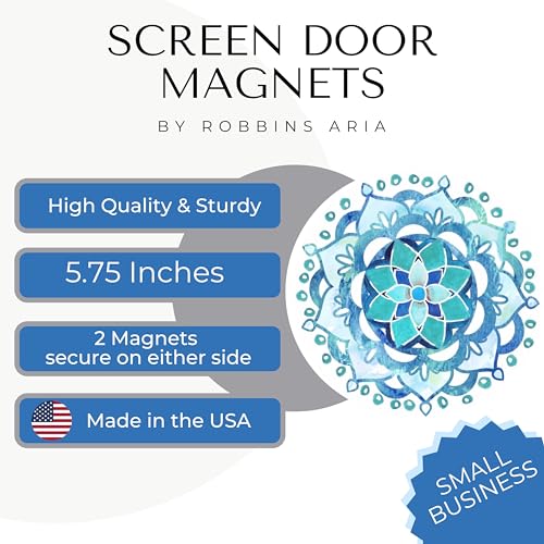 Screen Door Magnets Double Sided – Keep People, Kids, and Dogs from Running into The Screen Door - Robbins Aria Blue Mandala - color: Blue Mandala
