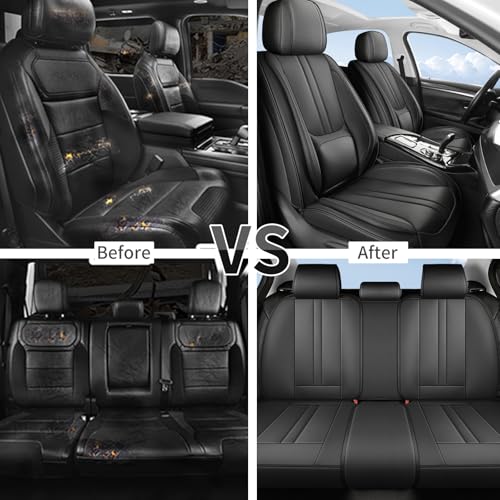 Car Seat Covers Full Set Fit for Toyota Camry 2001-2026,Luxury Faux Leather Seat Covers 5 Seats,Breathable Anti-Slip Seat Protectors with Lumbar Support(Black,Full Set) - color: Black, size: Fit for Camry