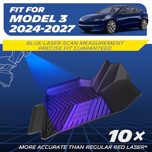 Michelin Vehicle Mat, All-Weather TPE Custom Fit Liner for Tesla Model 3 Floor Mats 2017-2023 (3 Piece), Premier A
