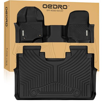 OEDRO Floor Mats Fit for Ford F-150 SuperCrew Cab 2026-2015 with 1st Row Bench Seats, TPE All-Weather F-150 Floor Liners Includes 1st and 2nd Row, Black - style: 15-26 F150 Crewcab Bench Seat