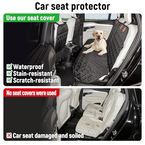 Dog Car Seat Cover for Back Seat,Back Seat Pet Cover for Dogs,Waterproof Scratchproof Rear Bench Seat Cover Protector (Black, L)