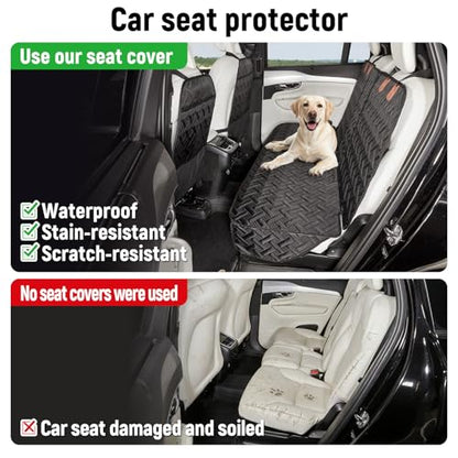 Dog Car Seat Cover for Back Seat,Back Seat Pet Cover for Dogs,Waterproof Scratchproof Rear Bench Seat Cover Protector (Black, L)