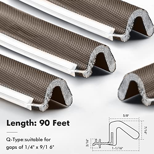 BBTO Weather Stripping Door Seal Exterior Weather Strip for Window V-Shaped Foam Kerf Garage Door Gap Blocker Soundproof Home Improvement Easy to Install(90 Feet,Brown) - color: Brown, size: 90 Feet